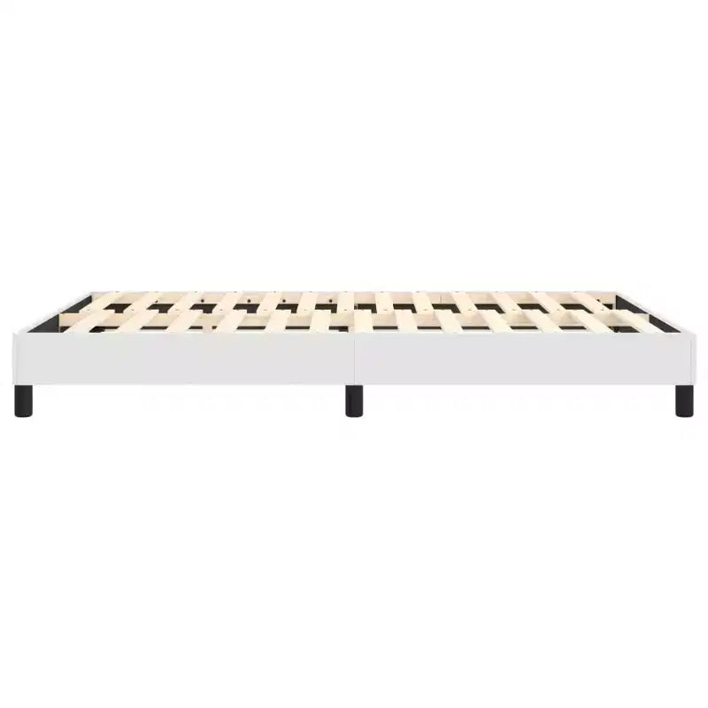 Cadre de lit plateforme Queen - Similicuir blanc, Bois manufacturé et Contreplaqué, Pas besoin de sommier