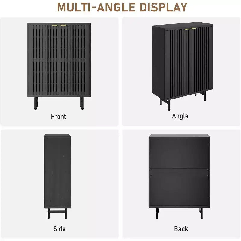 Meuble à chaussures 6 niveaux avec portes persiennes - Étagère à chaussures étroite autoportante pour entrée, peut contenir 24 paires