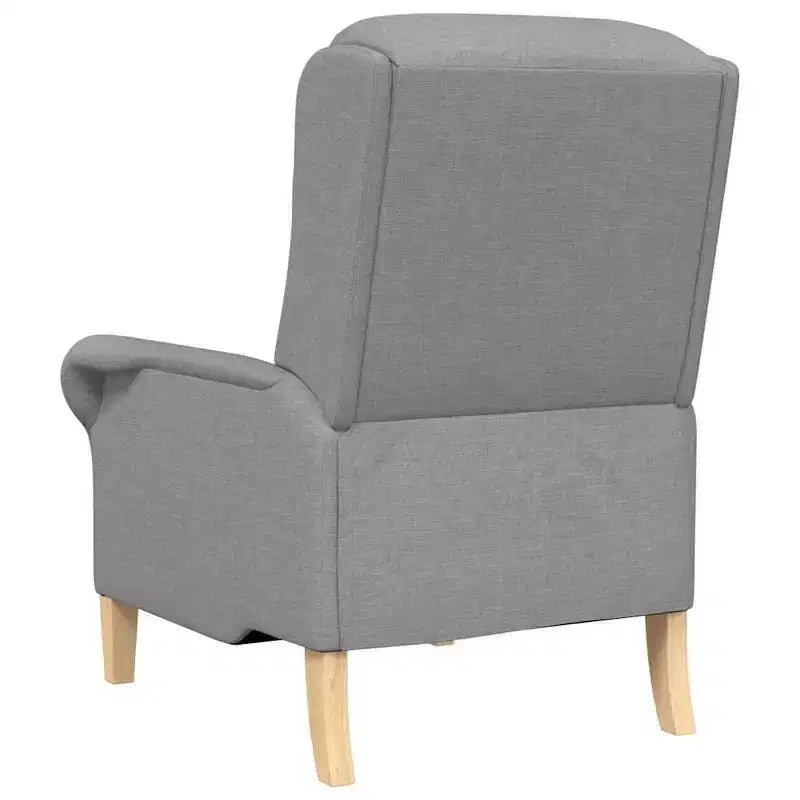 Fauteuil moderne rembourré avec assise et dossier coussinés - Tissu polyester gris clair, structure en bois composite