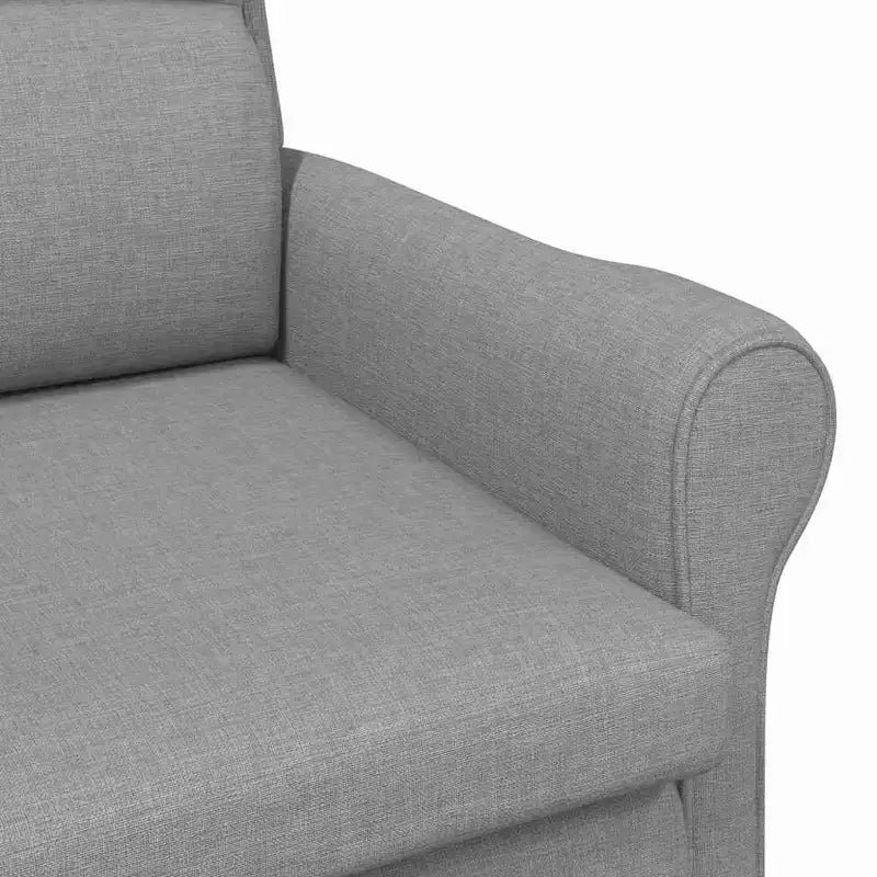 Fauteuil moderne rembourré avec assise et dossier coussinés - Tissu polyester gris clair, structure en bois composite