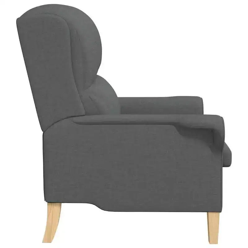 Fauteuil moderne rembourré avec assise et dossier coussinés - Tissu polyester gris clair, structure en bois composite