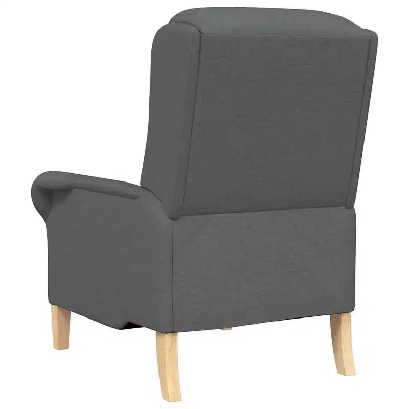 Fauteuil moderne rembourré avec assise et dossier coussinés - Tissu polyester gris clair, structure en bois composite