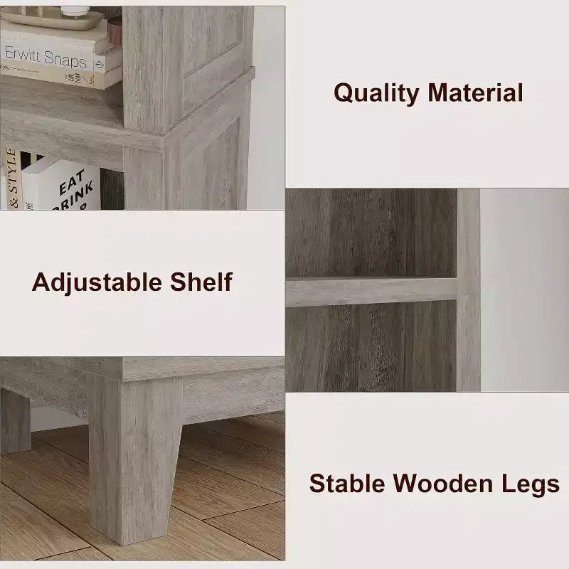 Étagère d'angle étroite à 5 niveaux avec pieds en bois - Style champêtre, rangement peu encombrant pour salon et chambre