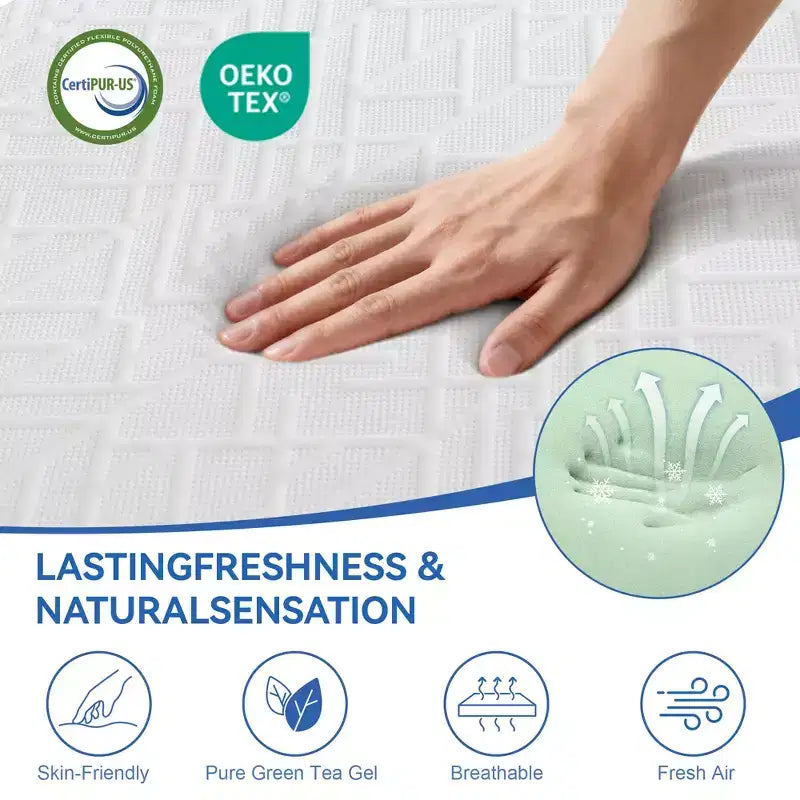 Les matelas à mémoire de forme Dyonery sont disponibles en plusieurs tailles et épaisseurs, offrent une expérience de sommeil réversible et différents niveaux de fermeté.