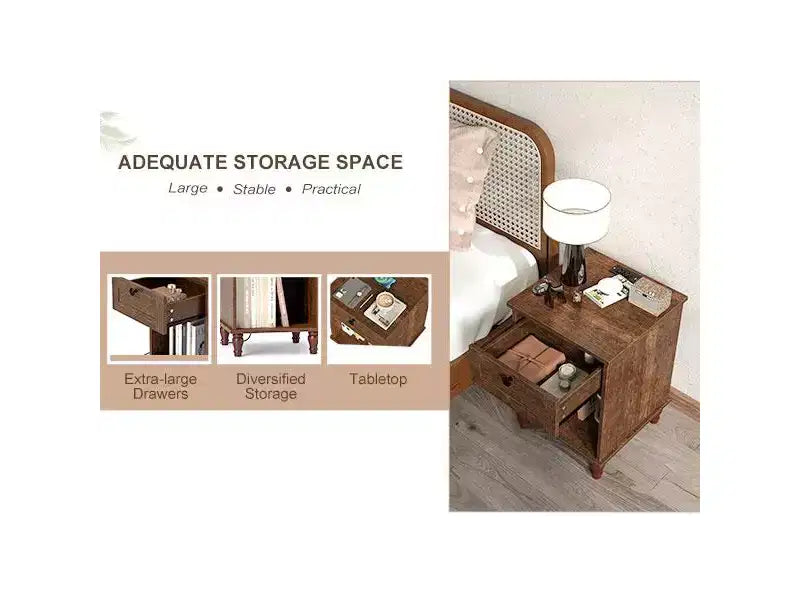 Table d'appoint moderne Bestier avec station de charge intégrée et tiroir de rangement