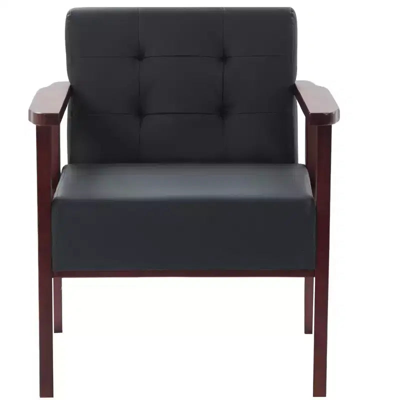Fauteuil élégant Okak avec cadre en bois, fauteuil de lecture avec assise rembourrée et accoudoirs, fauteuil confortable pour salon, chambre à coucher