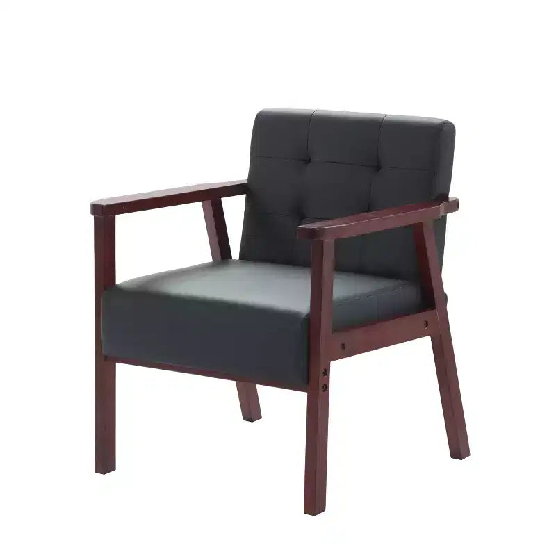 Fauteuil élégant Okak avec cadre en bois, fauteuil de lecture avec assise rembourrée et accoudoirs, fauteuil confortable pour salon, chambre à coucher