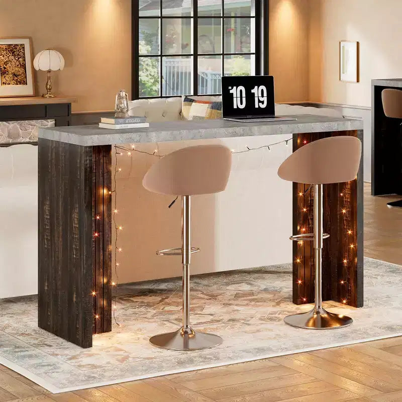 COZONY 55 Bar Table for 4-6 People - Counter Height Pub Table with Faux Marble Top, Modern Rectangular Bar for Kitchen, Dining Room, Balcony