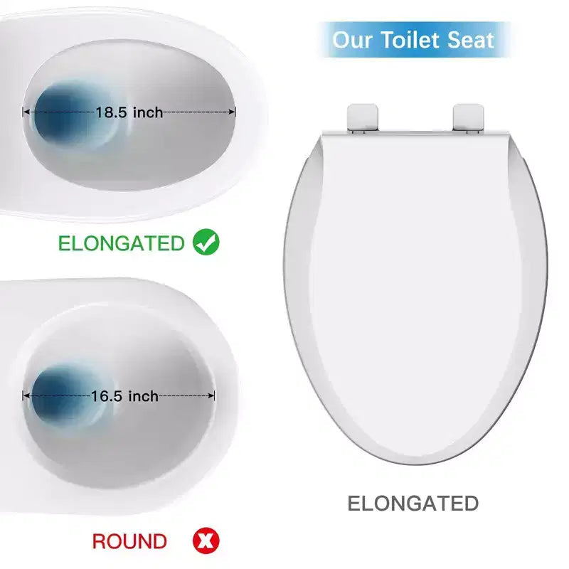 Acekool Abattant de WC allongé 19 pouces couleur Biscuit en polypropylène durable avec surface lisse facile à nettoyer