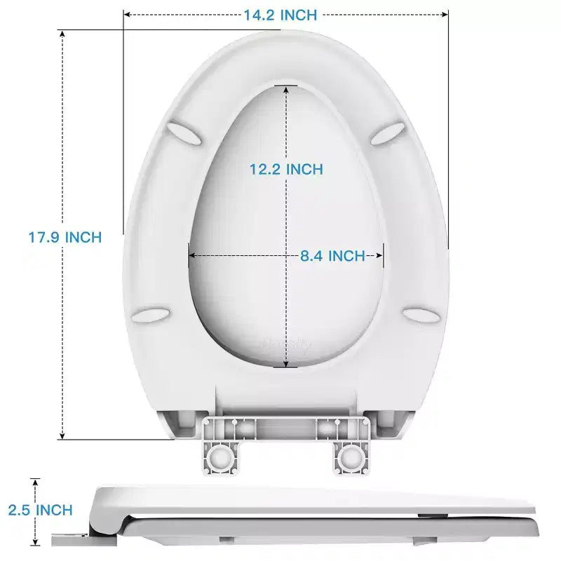 Acekool Abattant de WC allongé 19 pouces couleur Biscuit en polypropylène durable avec surface lisse facile à nettoyer