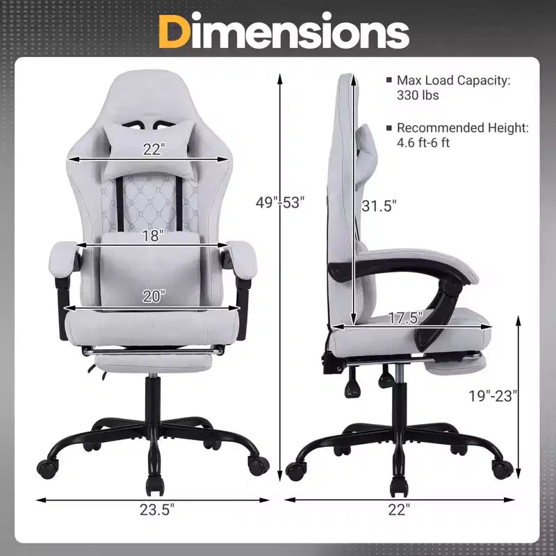 Chaise de bureau Costway réglable en hauteur avec appui-tête, soutien lombaire, accoudoirs synchronisés Noir/Gris