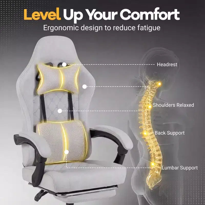 Chaise de bureau Costway réglable en hauteur avec appui-tête, soutien lombaire, accoudoirs synchronisés Noir/Gris