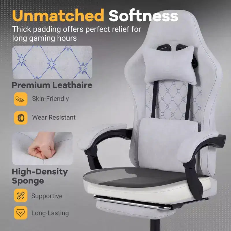 Chaise de bureau Costway réglable en hauteur avec appui-tête, soutien lombaire, accoudoirs synchronisés Noir/Gris