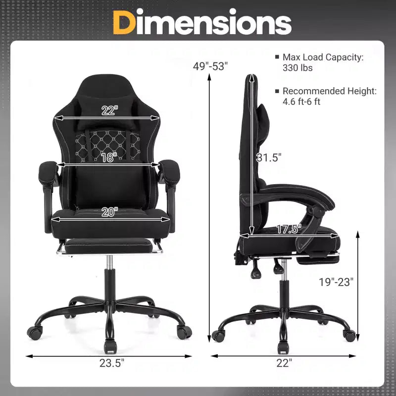 Chaise de bureau Costway réglable en hauteur avec appui-tête, soutien lombaire, accoudoirs synchronisés Noir/Gris