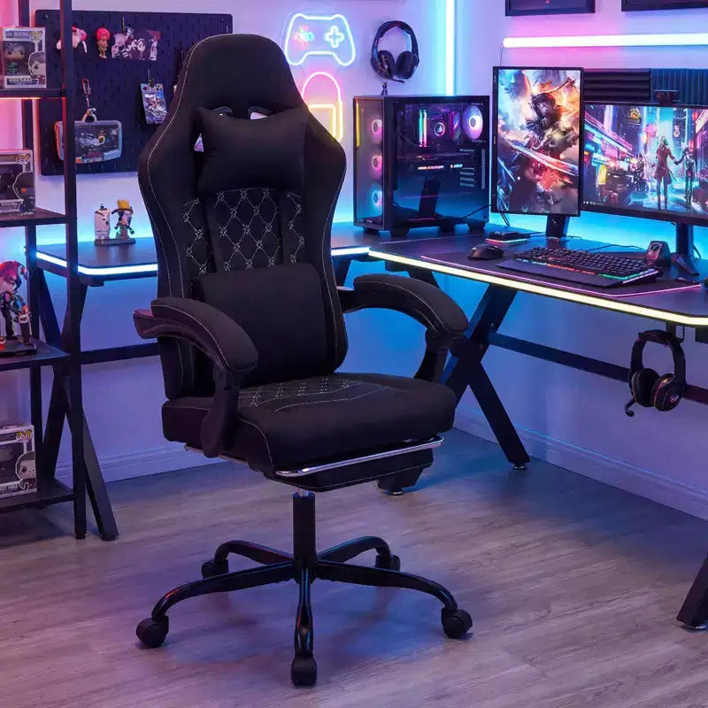 Chaise de bureau Costway réglable en hauteur avec appui-tête, soutien lombaire, accoudoirs synchronisés Noir/Gris