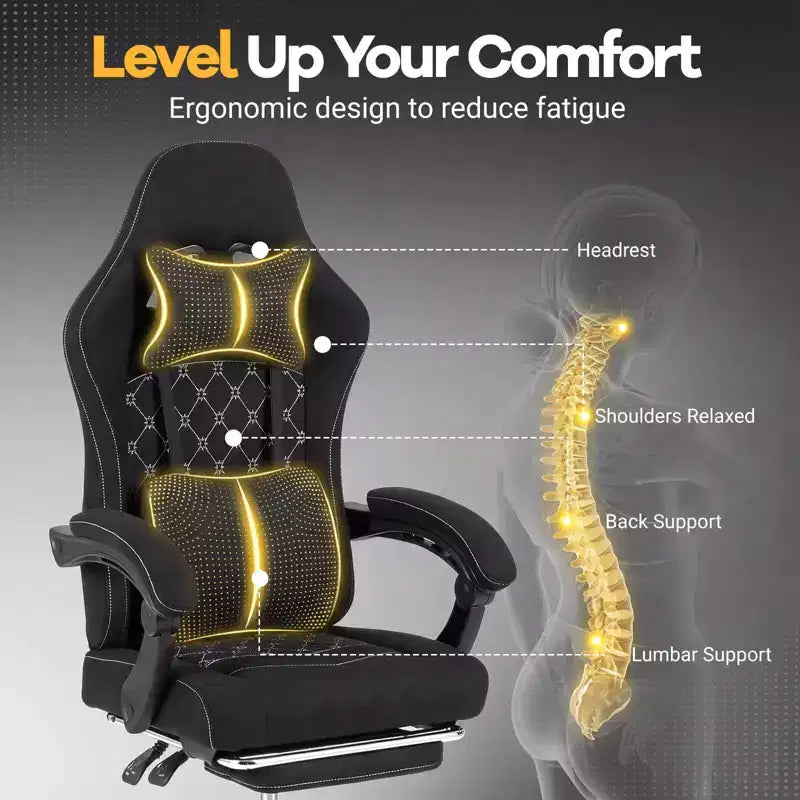 Chaise de bureau Costway réglable en hauteur avec appui-tête, soutien lombaire, accoudoirs synchronisés Noir/Gris