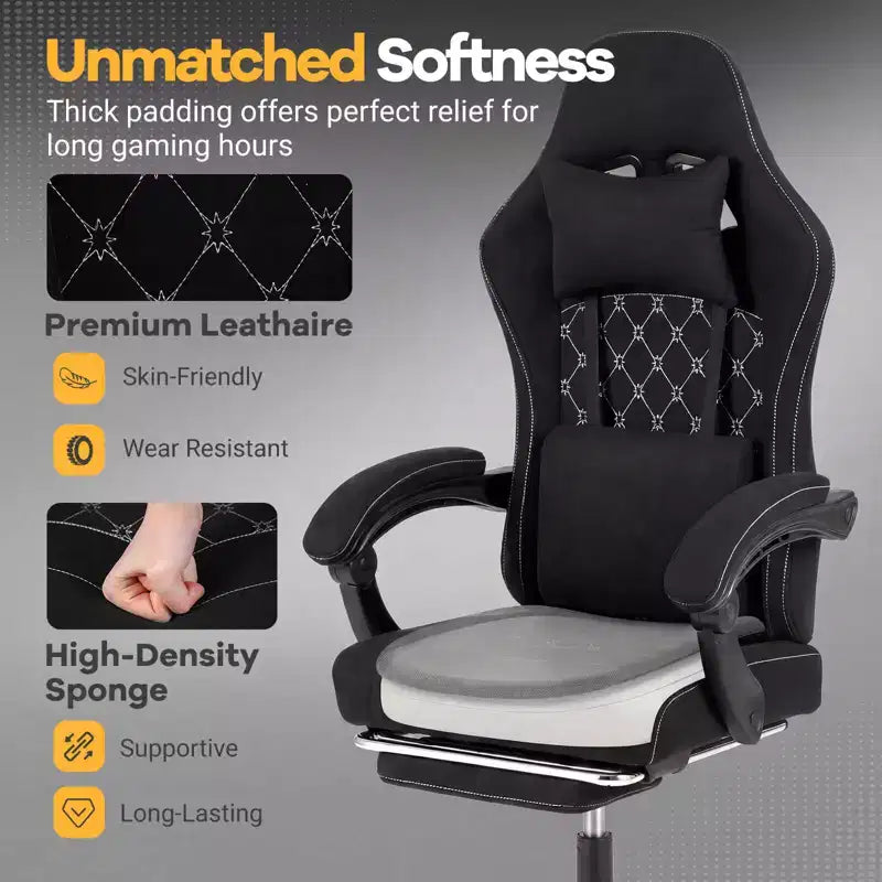 Chaise de bureau Costway réglable en hauteur avec appui-tête, soutien lombaire, accoudoirs synchronisés Noir/Gris