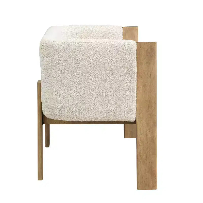 Canapé Christopher Knight Home Zhen 48.5 en bouclé et bois d'hévéa de style moderne