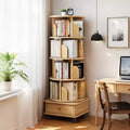 Rotating Bookshelf 5-Tier, 360 Round Spinning, Double-Layer Base, Space-Saving Tower for Bedroom, Living Room, Study