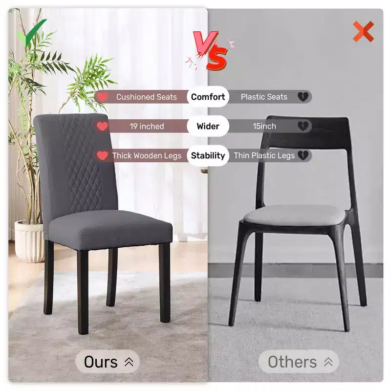 Chaises de salle à manger en bois capitonnées FERPIT avec motif losanges (lot de 2)