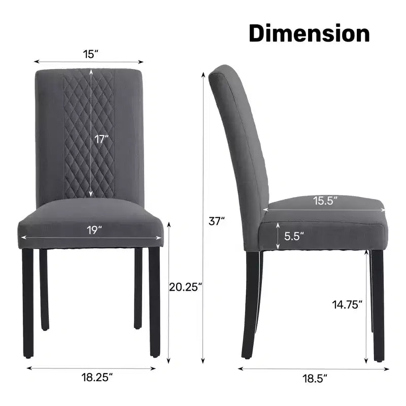 Chaises de salle à manger en bois capitonnées FERPIT avec motif losanges (lot de 2)