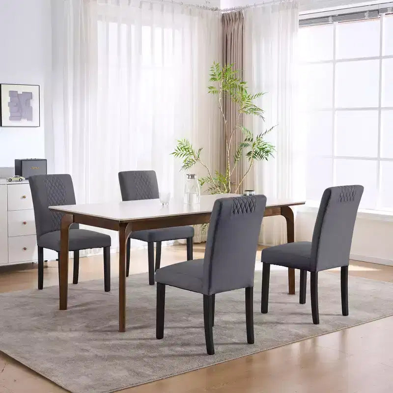 Chaises de salle à manger en bois capitonnées FERPIT avec motif losanges (lot de 2)