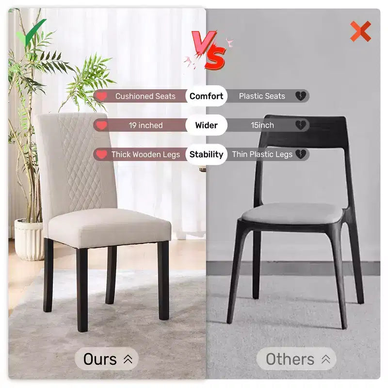 Chaises de salle à manger en bois capitonnées FERPIT avec motif losanges (lot de 2)