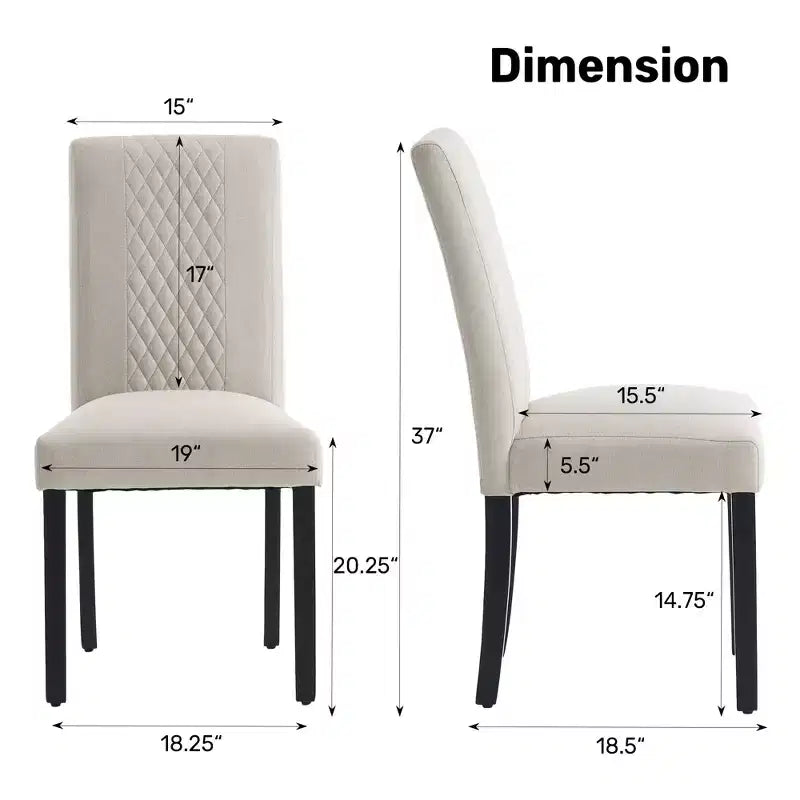 Chaises de salle à manger en bois capitonnées FERPIT avec motif losanges (lot de 2)