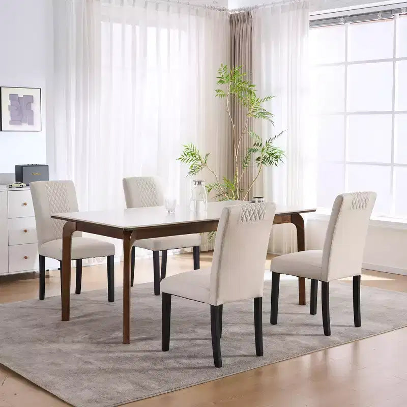 Chaises de salle à manger en bois capitonnées FERPIT avec motif losanges (lot de 2)