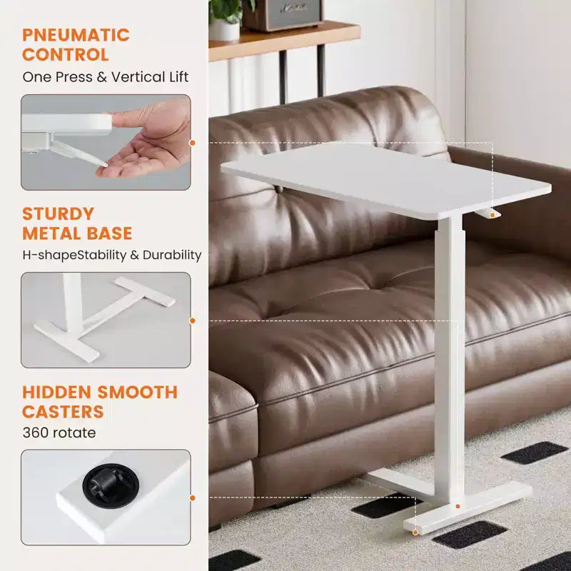 MAYEERTY Table de Lit Réglable avec Roues, Bureau Inclinable Portable pour Lit Canapé Bureau