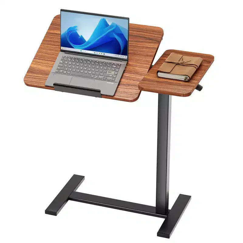 MAYEERTY Adjustable Overbed Table with Wheels, Tilting Rolling Laptop Desk for Bed Sofa Office