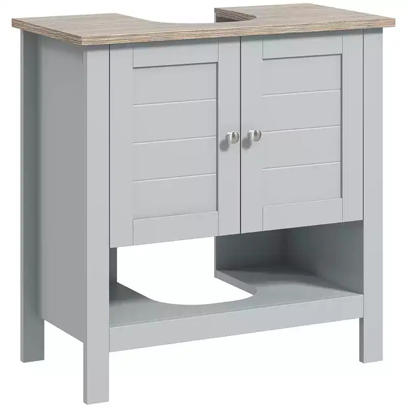 Under Sink Bathroom Cabinet for Pedestal Sink - Space Saving Storage with Adjustable Shelf, Grey