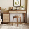 Lantine 39-Inch Writing Desk with 5 Drawers & Retractable Cabinet, Small Expandable Computer and Vanity Table for Small Spaces, Brown