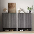 Shoe Cabinet, Entryway Cabinet  63 Tall 2-Pack Grey Wooden Cabinet Fluted Door Holds 50-60 Pairs Adjustable Shelves