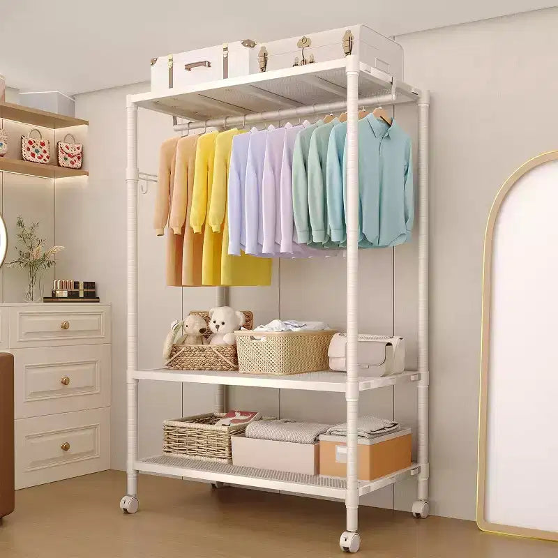 Portant à vêtements robuste avec roulettes, crochets latéraux et étagère de rangement en maille, organisateur de vêtements portable pour chambre, dortoir, buanderie, 315 kg, gris