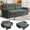 MooxvMoo 77 Modern Chenille Sleeper Convertible Sofa Bed, Pull Out Couch with USB Charging Port & Cup Holder, Adjustable Backrest, Side Pockets,Green