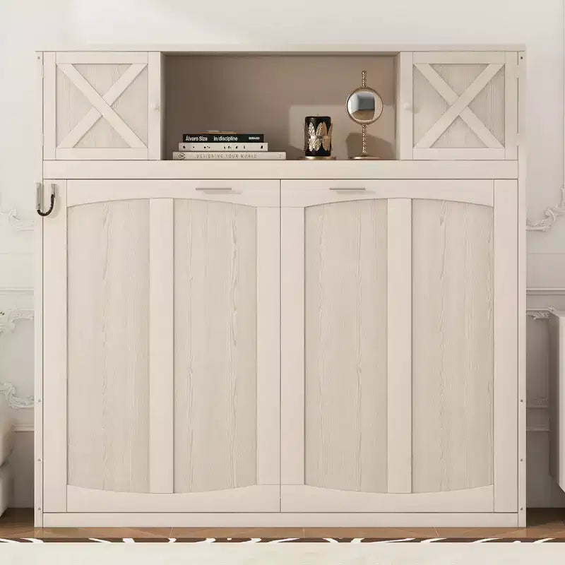 Lit escamotable Queen Murphy Bed Cabinet Bed, Lit escamotable Queen avec armoires de rangement, Cadre de lit escamotable en bois Queen Wall Bed Chest