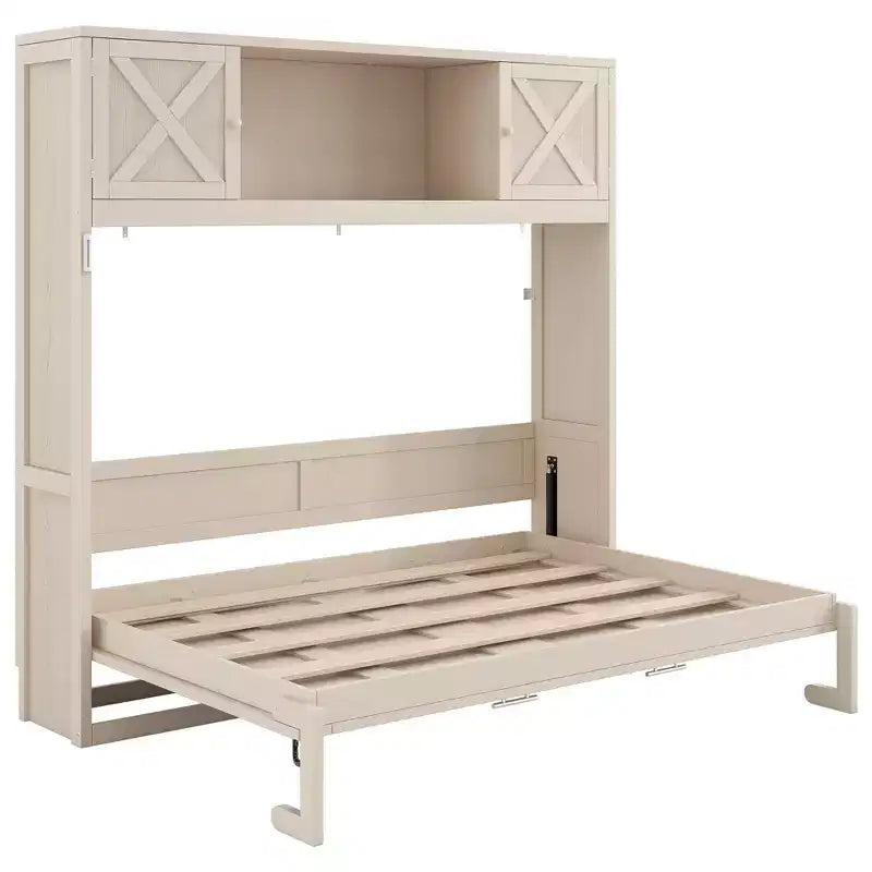 Lit escamotable Queen Murphy Bed Cabinet Bed, Lit escamotable Queen avec armoires de rangement, Cadre de lit escamotable en bois Queen Wall Bed Chest