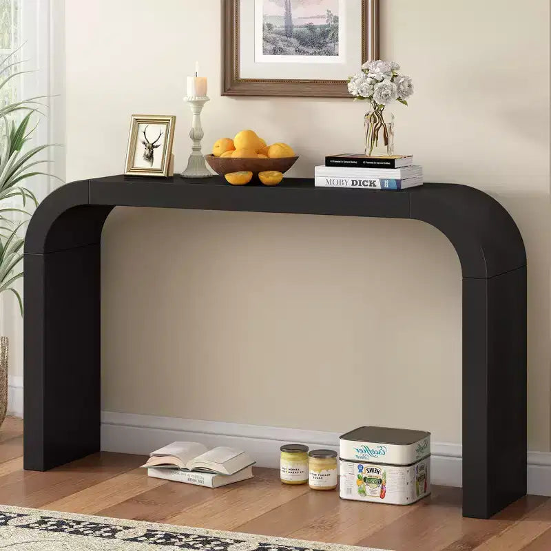 Whisen 52 Wood Console Table with Curved Edge