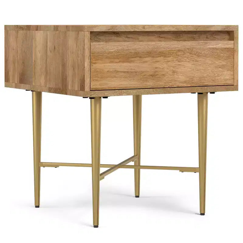 Jovie SOLID MANGO WOOD 20 inch Wide Square Contemporary End Table with Drawer