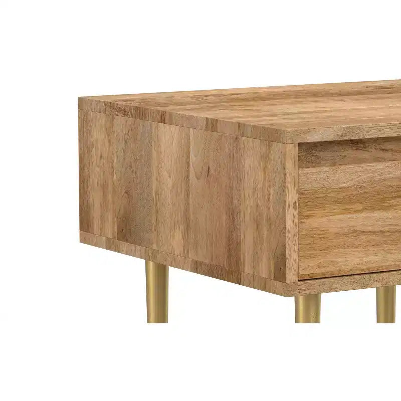 Jovie Table d'appoint carrée contemporaine de 50,8 cm de large en bois de manguier massif avec tiroir
