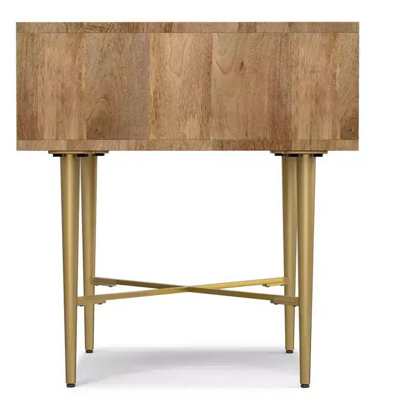 Jovie Table d'appoint carrée contemporaine de 50,8 cm de large en bois de manguier massif avec tiroir