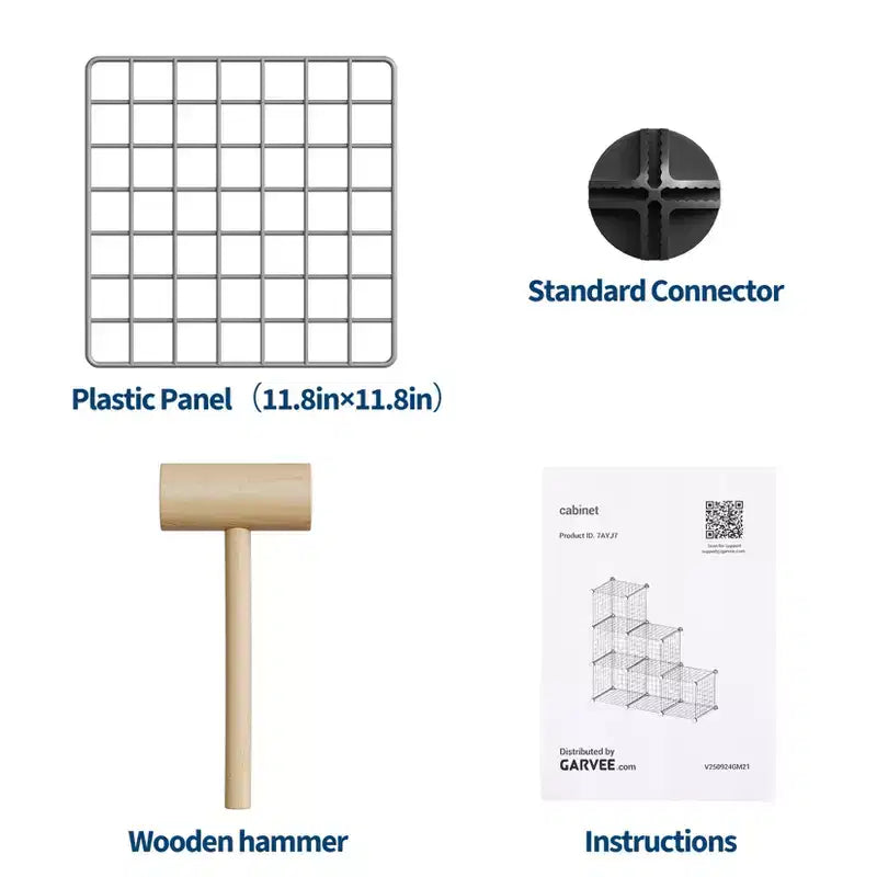 Meuble de rangement en filet métallique à 6 casiers, organiseur modulaire pour chambre à coucher ou bureau, gris
