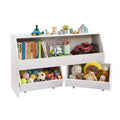VIYET White Wooden Kids Storage Organizer-2 Mobile Drawers, Bookshelf