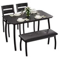4-Piece Farmhouse Dining Set, Compact Table with 2 Benches for Kitchen Breakfast Nook, Black