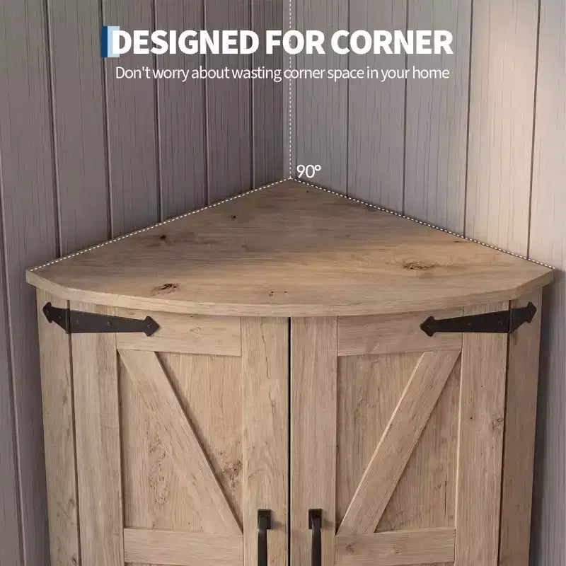Meuble de coin de ferme 65, Armoire de cuisine en bois avec étagères réglables, Buffet autoportant pour cuisine, salon, blanc