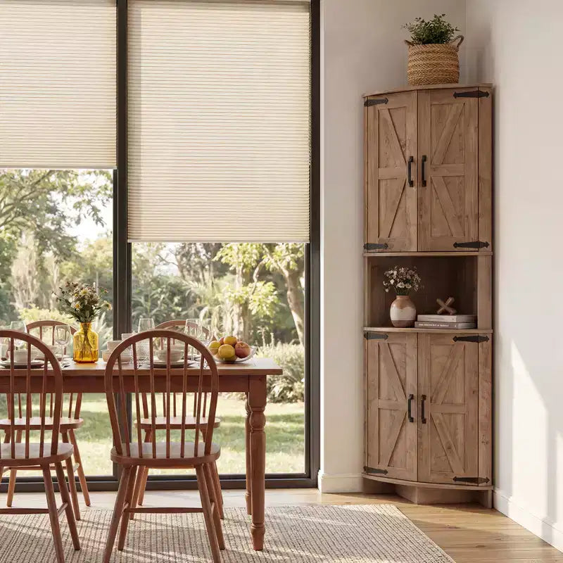 Meuble de coin de ferme 65, Armoire de cuisine en bois avec étagères réglables, Buffet autoportant pour cuisine, salon, blanc