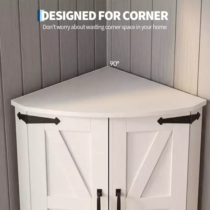 Meuble de coin de ferme 65, Armoire de cuisine en bois avec étagères réglables, Buffet autoportant pour cuisine, salon, blanc