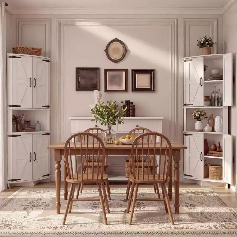 Meuble de coin de ferme 65, Armoire de cuisine en bois avec étagères réglables, Buffet autoportant pour cuisine, salon, blanc