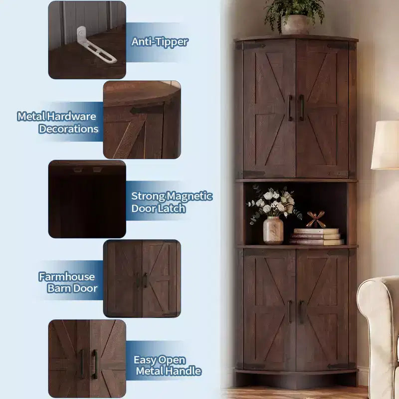 Meuble de coin de ferme 65, Armoire de cuisine en bois avec étagères réglables, Buffet autoportant pour cuisine, salon, blanc